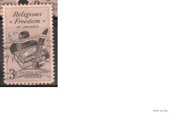 США-1957, (Мих.722), гаш. , Религия, Библия(одиночка)