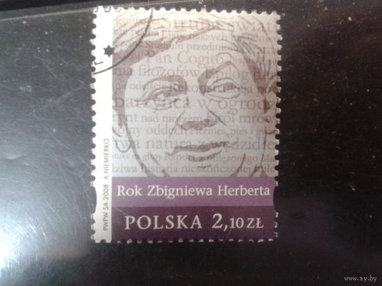 Польша, 2008, Писатель З. ГербертMi-1,7 евро гаш.