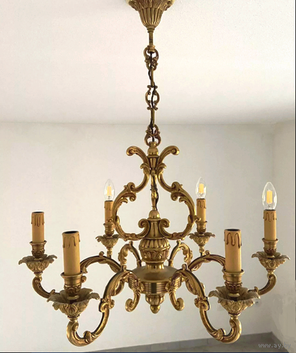 Люстра старинная. Бронза Стиль Людовик XV. Франция