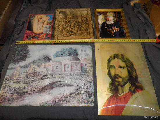 Картина на стекле,стерео Икона,иконы 2 шт.,фотография отца Григория церковь в дер.Груздово.