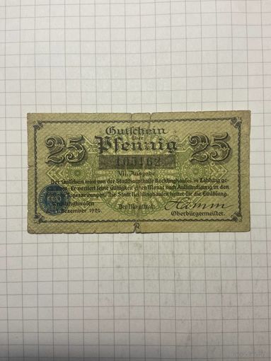 25 пфенингов (нотгельды) г. Германия.-1412