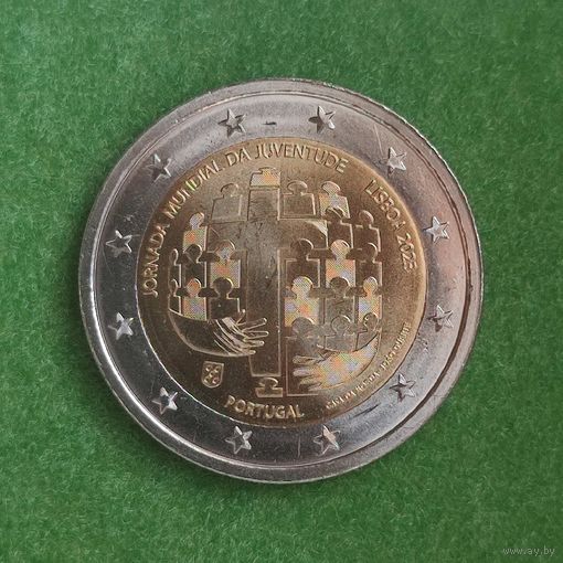 Португалия 2 евро 2023 "Всемирный день молодежи в Лиссабоне". UNC из ролла.