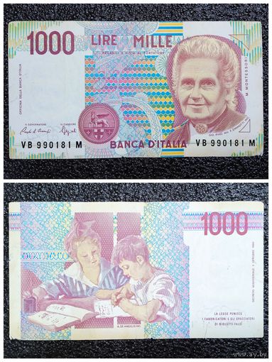 1000 лир Италия 1990 г.