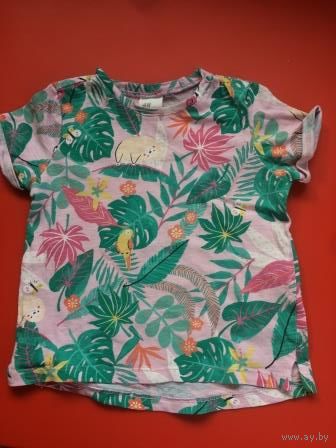 Яркая, хлопковая майка H&M на рост 74 см. Длина 32 см, ПОгруди 27 см. Отличное состояние.