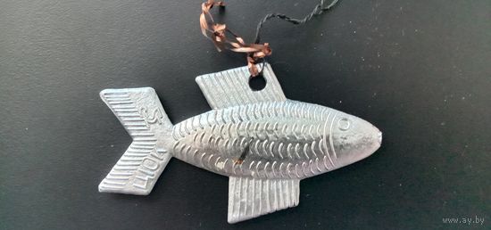 Ёлочная игрушка СССР Рыбка пластик a-la картонаж