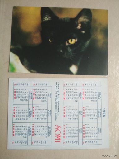 Карманный календарик. Кошки . 1996 год