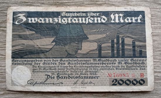 Werty71 Германия 20000 марок 1923 банкнота Гладбах