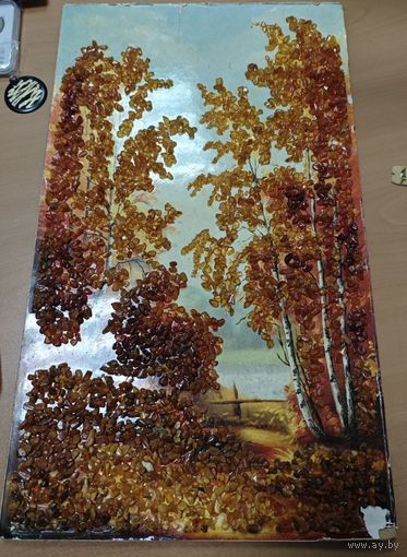 Картина СССР. С натуральным янтарем. 27x47 см Неизвестный худохник. 90-ые