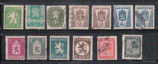Болгария-1945, (Мих.505-515), гаш. , Стандарт, Герб, (полная серия), 508-509- 2 типа