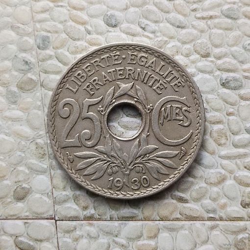25 сантимов 1930 года Франция. Третья  Республика. Красивая монета! Родная патина! Единственная на аукционе!