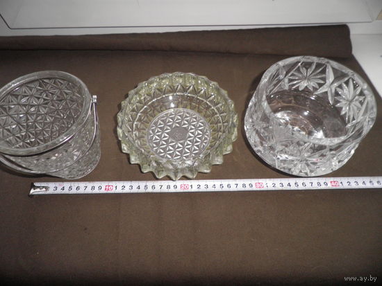 Хрустальная пепельница и конфетницы 2 шт.времён СССР.С рубля.