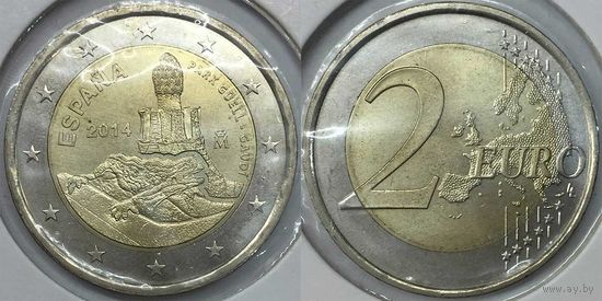 2 евро 2014 Испания "Парк Гюель Антони Гауди в г.Барселоне" UNC