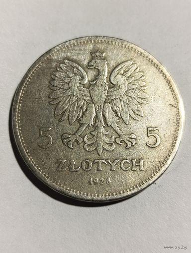 5 злотых 1928 год Ника, Польша