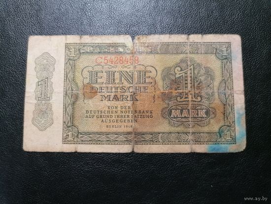 Германия 1 марка 1948 ГДР (однобуквенный номер)
