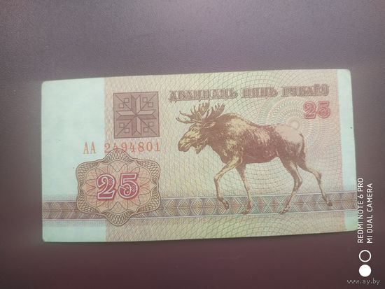 25 рублей 1992, АА