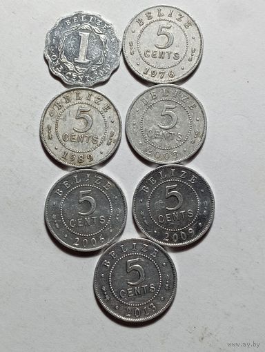 Белиз 1 цент 2010 и 5 центров 1976 , 1989 , 2003 , 2006 , 2009 , 2013 года .