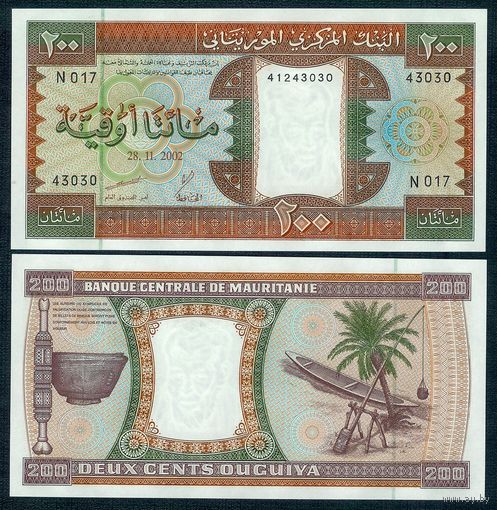 Мавритания 200 угий 2002 года, UNC