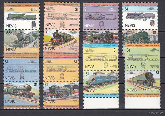 Транспорт. Паровозы. Невис. 1983. 16 марок. Michel N 115-130 (4.8 е)