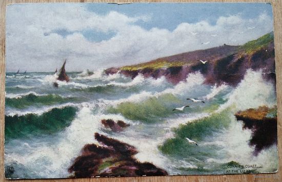 Старинная английская открытка. Побережье Корнуолла у мыса Лизард. 1900-10 г. Подписана.