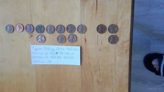 1 цент США,разные года.