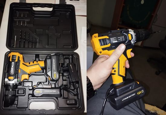 Дрель-шуруповерт DEKO DKCD16FU (кейс, 2 АКБ)