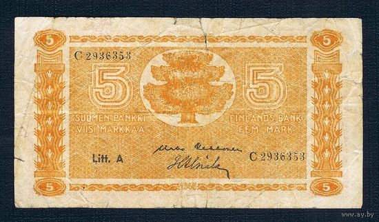 Финляндия, 5 марок 1945 год.