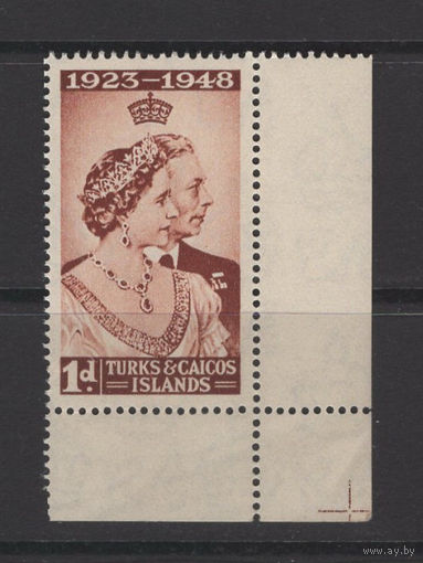 Теркс и Кайкос 1948 ** Свадьба, марка из серии (SG 208) угол