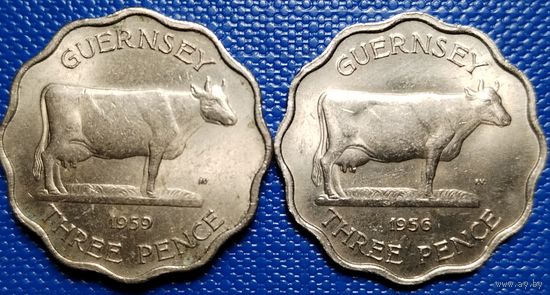 Гернси 3 пенса (2 шт.) 1956 и 1959 г.
