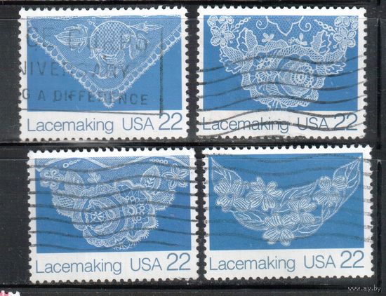 США-1987, (Мих.1936-1939), гаш.,  Прикладное искусство, Кружева(полная серия)(2)