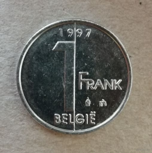 Бельгия 1 франк 1997 год, надпись на голландском - 'BELGIE, KM# 188   ю
