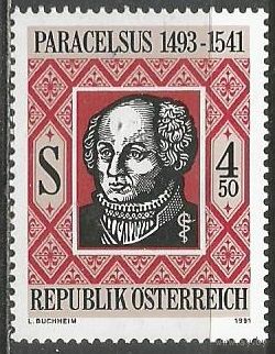 Австрия. 450 лет со дня смерти Парацельса. Врач. 1991г. Mi#2038.
