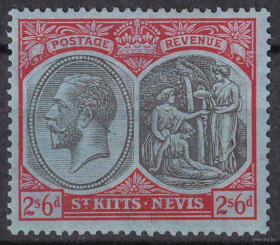 183.BrK. Великобритания. Колонии. Сент Китс и Невис. Георг V. 1921 г.  2,6Sh. Mi.#50.