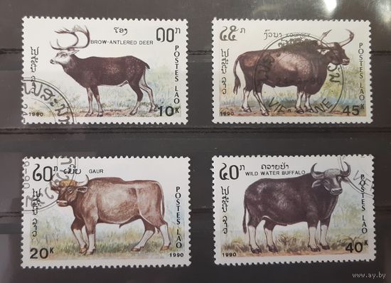 Лаос. 1990 год. Фауна. Олени, буйволы