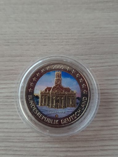 2 евро 2009 год, Германия F Саарланд, ЦВЕТНАЯ   в капсуле, UNC