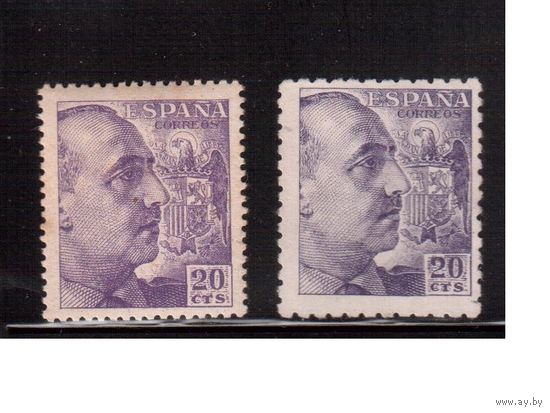 Испания-1939 (Мих.828) * ( 1 м - без клея), Стандарт, Личности, Генерал Франко, раз. зубцовки
