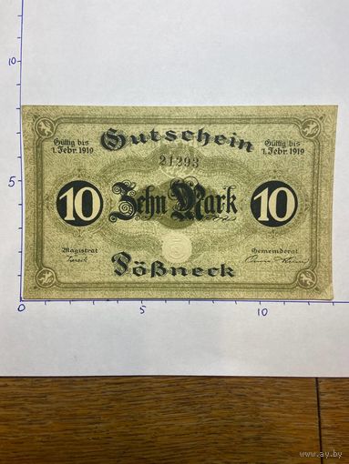 Германия нотгельд 10 марок 1919 г.- Роснек - 2001