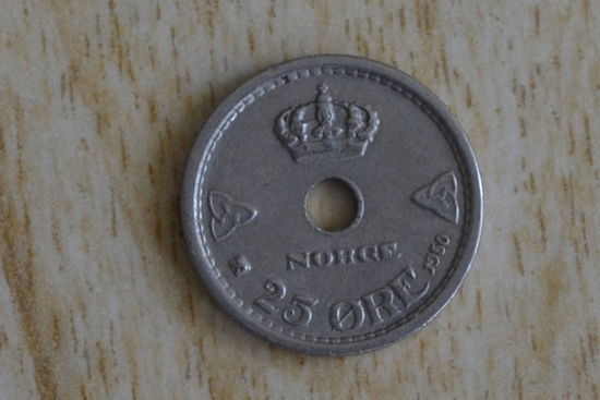Норвегия 10 эре 1950 с 1 руб
