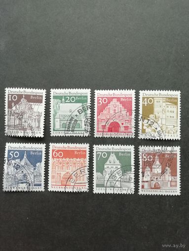 Западный Берлин. 1967 Серия марок "Стандарт. Архитектура" (гашеные с клеем) Mi.272-273,275-280 каталог 8.50 евро