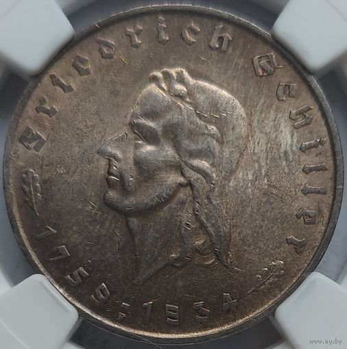 5 марок 1934 Шиллер MS-62 NGC. Нечастая монета.