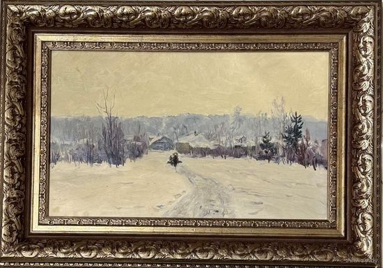 Кроль А.И "Зимка", 1963г. Картон, масло. Размер 50х30 см.
