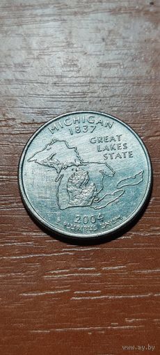 США Штаты и территории 25 центов (квотер) Мичиган 2004