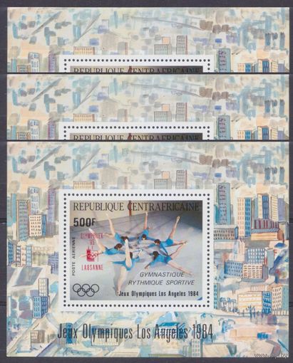 1985 Центральноафриканская Республика 1102/B318x3 Надпечатка #B275 Олимпийские игры в Лос-Анджелесе15,00 евро