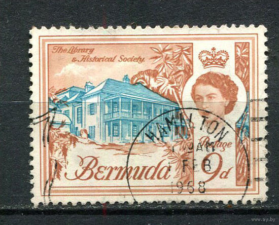 Британские колонии - Бермуды - 1962/1969 - Королева Елизавета II и архитектура 9Р - [Mi.169] - 1 марка. Гашеная.  (Лот 16HC)-T4P52
