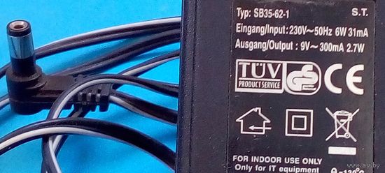 Сетевой адаптер SB35-62-1 (9V, 300mA) 2.7W