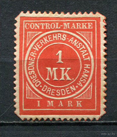 Германия - Дрезден (Ганза) - Местные марки - 1888 - Цифры в круге 1M - [Mi.78] - 1 марка. MH.  (Лот 92Ct)