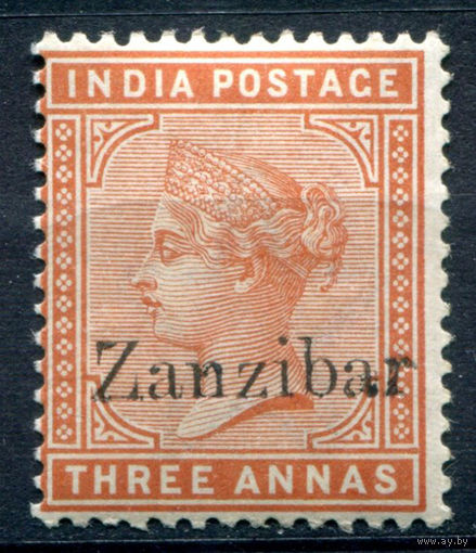 Британские колонии - Султанат Занзибар - 1895г. - королева Виктория, 3 A - 1 марка - MH [Mi 6]. #4-B5-122-A-1