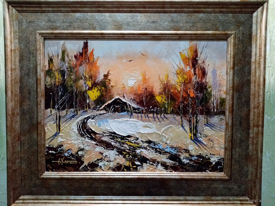 Ходюков А. "домик". 29х39см без рамы. с рамой 44х52см. х.м.