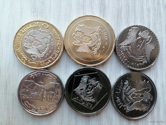 Сирия 6 монет в чек. блеске с рубля