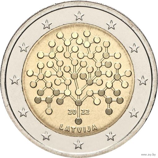 2 евро 2022 Латвия Финансовая грамотность UNC из ролла