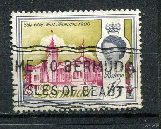 Британские колонии - Бермуды - 1962/1969 - Королева Елизавета II и архитектура 1,3Sh - [Mi.172] - 1 марка. Гашеная.  (Лот 17HC)-T4P52